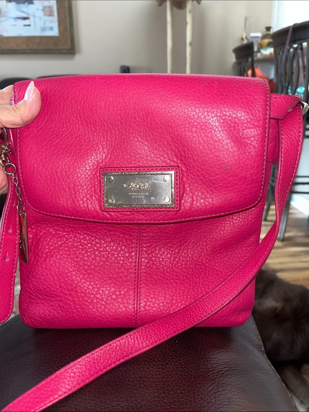 EUC Authentic DKNY Pebbled Leather Crossbody